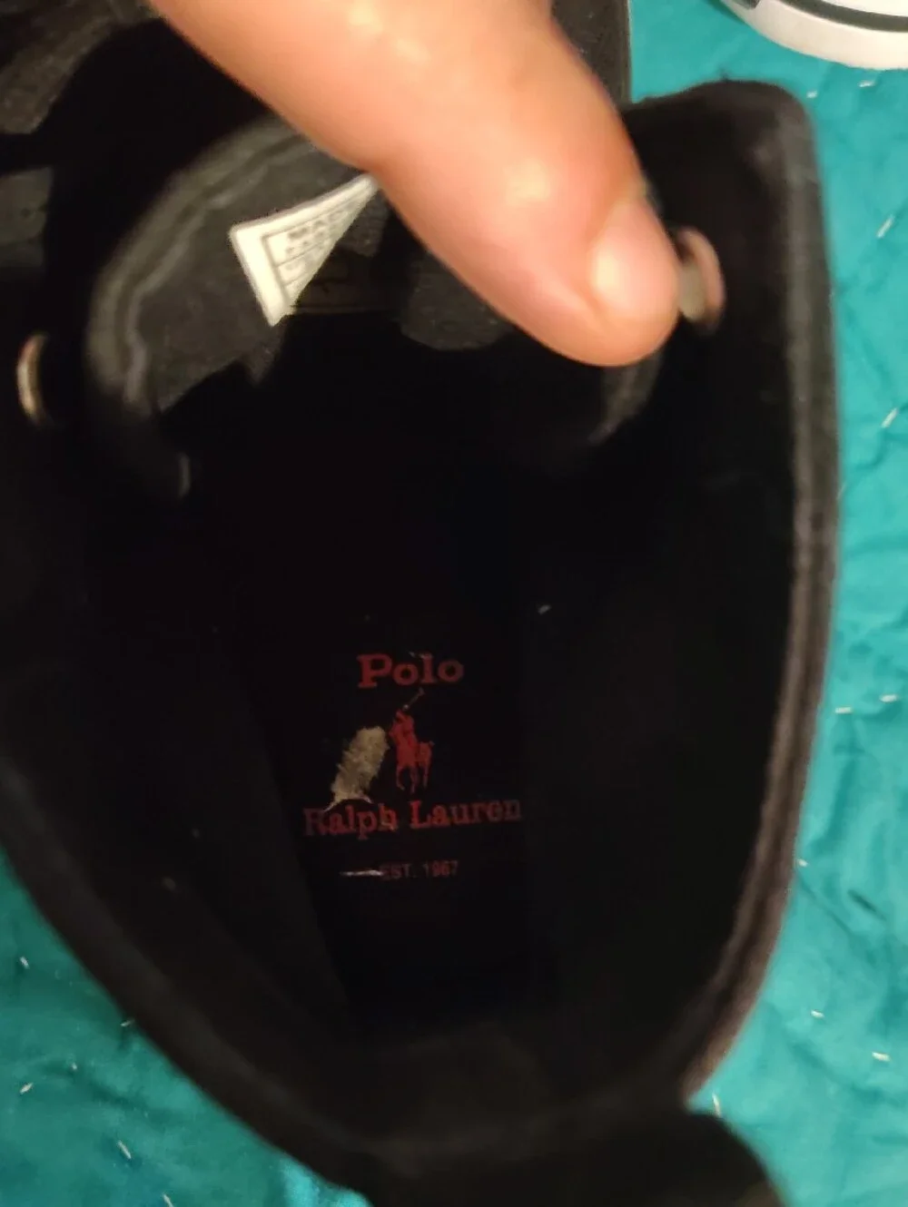 Ralph Lauren Black High-Top Canvas Sneakers with Bear Embroidery